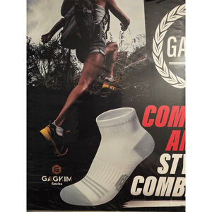 Men's Gagkim White Grey Athletic Socks Size M